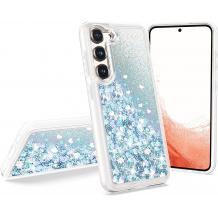 Луксозен твърд гръб / кейс / 3D Water Case за Samsung A34 5G - прозрачен кейс с течен брокат / сребрист