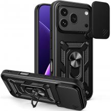 Удароустойчив гръб TPU кейс за Honor 600 Pro Ring Armor Case - черен