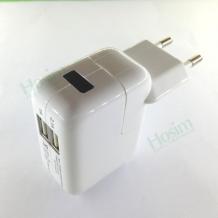 Оригинално зарядно 220V 2.1A с два USB порта за Apple iPhone, iPad 2, iPad 3, iPad 4 / LED индикатор