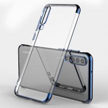 Луксозен силиконов калъф / гръб / TPU за Huawei P Smart Pro 2019 - прозрачен / син кант