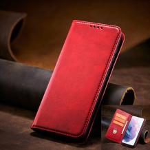 Кожен калъф Flip тефтер Magnetic Book със стойка за Samsung A05s - червен