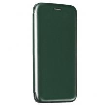 Луксозен кожен калъф Flip тефтер със стойка OPEN за Samsung A22 4G - тъмно зелен