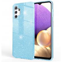 Силиконов калъф / гръб / TPU кейс за Samsung A32 5G - син / брокат