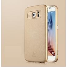 Метален бъмпер / Bumper / BASEUS Fusion Classic Series с твърд гръб за Samsung S6 G920 - златен