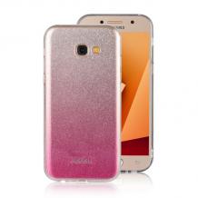 Луксозен силиконов калъф / гръб / TPU Kakusiga за Samsung A5 2017 A520 - преливащ брокат / розово и сребристо