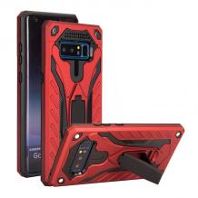 Силиконов гръб TPU Armor Kickstand Case с твърда част за Samsung S10 Plus - червено / черно