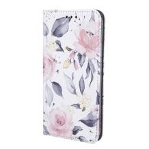 Кожен калъф Flip тефтер със стойка за Samsung A12 - Flowers3