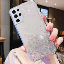 Силиконов калъф / кейс / TPU Brillant Clear Case за Samsung S22 Ultra 5G - прозрачен / сребрист брокат