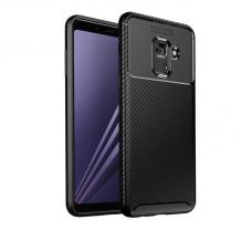 Луксозен силиконов калъф / гръб / TPU Auto Focus за Samsung A8 2018 A530F - черен / Carbon
