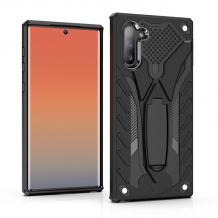 Силиконов гръб TPU Hybrid с твърда част и стойка за Samsung Note 10 N970 - черен