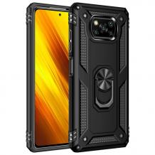 Силиконов гръб TPU Hybrid Magnetic Finger Ring Car Holder за Xiaomi Poco X3 - черен