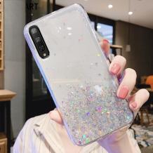 Силиконов калъф / гръб / TPU Brillant Clear Case за Huawei P40 lite 5G - прозрачен / сребрист брокат