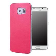 Ултра тънък силиконов калъф / гръб / TPU Ultra Thin за Samsung S6 G920 - червен / кожен