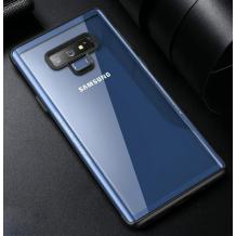Луксозен стъклен твърд гръб EDIVIA GLASS за Samsung Note 9 - прозрачен / син кант