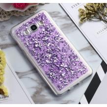 Силиконов калъф / гръб / TPU 3D за Samsung J5 2016 J510 - лилав / прозрачен / блестящи стружки