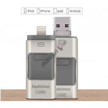 USB Flash Drive / USB флаш памет 3в1 за Apple iPhone / Android - 128 GB / сребриста