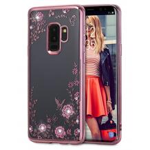 Прозрачен / розови цветя / Rose Gold кант
