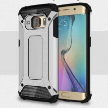 Силиконов гръб TPU Hybrid с твърда част за Samsung S6 Edge G925 - сребрист