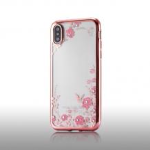 Прозрачен / розови цветя / Rose Gold кант