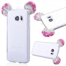 Луксозен силиконов калъф / гръб / TPU с камъни за Apple iPhone 7 / iPhone 8