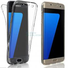 Силиконов калъф / гръб / TPU 360° за Samsung S6 G920 - прозрачен / 2 части / лице и гръб