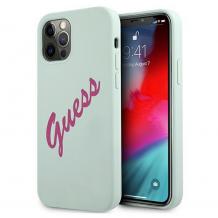Оригинален гръб Guess Silicone Vintage case за Apple iPhone 12 Pro Max 6.7" - Guess / мента кейс