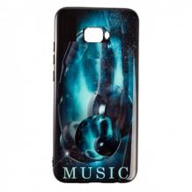 Луксозен силиконов калъф / гръб / TPU с Popsocket за Samsung J4 Plus 2018 - Music / синьо и черно