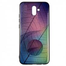 Луксозен силиконов калъф / гръб / TPU с Popsocket за Samsung J6 Plus 2018 - листа / цветен