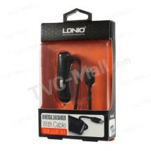 Универсално зарядно за кола LDNIO / DC 12V - 24V / с USB порта и Micro USB кабел 5V / 2.1A / DL-C25 за Samsung, LG, HTC, Sony, Nokia, Huawei, ZTE, BlackBerry и други - черен