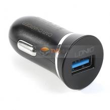Mини USB зарядно за кола LDNIO / DC 12V -24V / с USB порт 5V / 2.1A черно с бяла лента - Samsung S4, S5, HTC, LG, Nokia, iPhone, Alcatel, Prestigio, Huawei, Privileg, ZTE