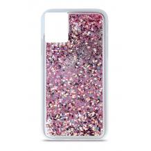 Луксозен твърд гръб 3D Water Case за Xiaomi Mi 11 Lite - прозрачен / течен гръб с брокат / розов