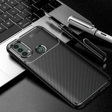 Луксозен силиконов калъф / гръб / TPU кейс Auto Focus за Motorola Moto E20 - черен / Carbon