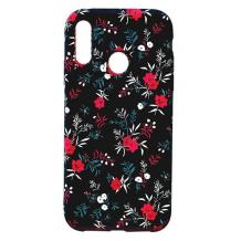 Силиконов калъф / гръб / TPU LUXO за Huawei P30 Lite - цветя / черен
