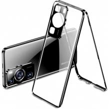 Магнитен калъф Bumper Case 360° FULL за Huawei P60 / Huawei P60 Pro - прозрачен / черна рамка