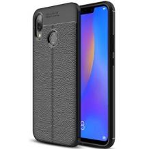 Луксозен силиконов калъф / гръб / TPU за Xiaomi Redmi Note 5 / Note 5 Pro - черен / имитиращ кожа