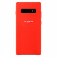Силиконов кейс Silicone Cover за Samsung S10 Plus - червен