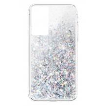 Луксозен твърд гръб / кейс / 3D Water Case за Xiaomi Redmi 9T - прозрачен / течен гръб с брокат / сребрист