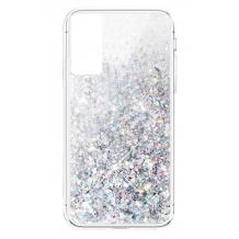 Луксозен твърд гръб 3D Water Case за Samsung S20 - прозрачен / течен гръб с брокат / сребрист