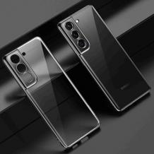 Луксозен силиконов калъф / кейс / TPU за Samsung S22 5G - прозрачен / черен кант