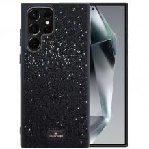 Луксозен твърд гръб Swarovski за Samsung S25 Ultra - черен / камъни