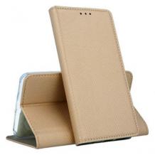 Кожен калъф Flip тефтер Magnet Book със стойка за Samsung S25 FE - златист
