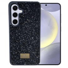 Луксозен твърд гръб Swarovski за Samsung S25 Plus - черен / камъни