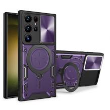 Удароустойчив гръб TPU кейс Slide Camera Case Magnetic Finger Ring Car Holder за Samsung S25 Ultra