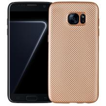 Силиконов калъф / гръб / TPU за Samsung S7 G930 - златист / Carbon