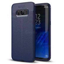 Луксозен силиконов калъф / гръб / TPU за Samsung S8 Plus G9655 - тъмно син / имитиращ кожа