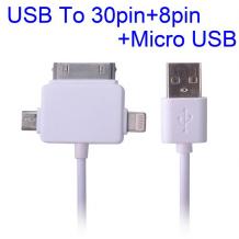 USB кабел за зареждане 3 в 1 за Apple iPhone 4 / 4S, Apple iPhone 5 / 5S / 5C / iPhone 6, Apple iPad 2 / iPad 4 , Apple iPad Air , Apple iPad Mini , Samsung Tab , HTC , LG , Sony