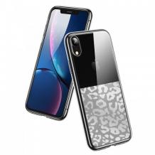 Луксозен силиконов гръб USAMS Yzon YZ01 за Apple iPhone XS MAX - леопардови фигури / блестящ