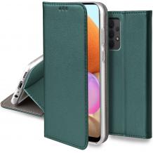 Кожен калъф Flip тефтер Magnetic Book със стойка за Samsung A52 4G / A52 5G / A52s 5G - тъмно зелен