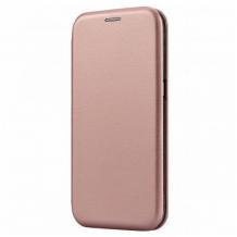 Луксозен кожен калъф Flip тефтер със стойка OPEN за Samsung A16 - Rose Gold