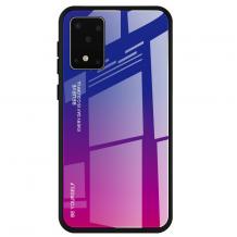 Луксозен стъклен твърд гръб за Samsung A41 – преливащ / синьо - лилаво